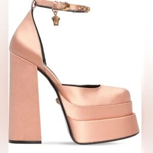 VERSACE Medusa Aevitas embellished satin platform pumps